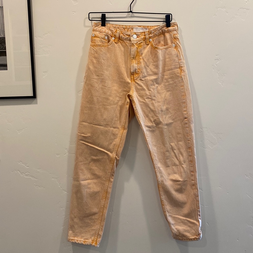 Topshop Mom Jeans in Orange Wash